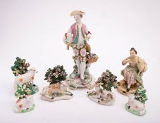 A group of Derby porcelain figures, late
