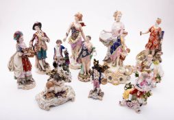 A mixed lot of Continental porcelain fig