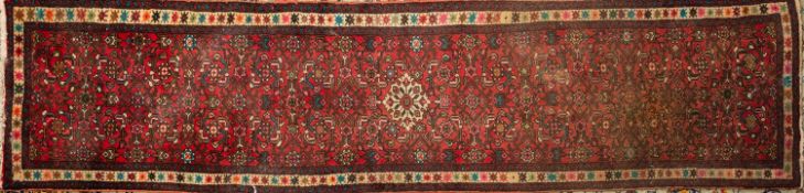 A Joshegan runner, the wine field with an all over geometric design,