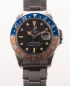 Rolex G.M.T. Master a gentleman's stainless-steel Oyster perpetual wristwatch