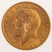 A George V Half Sovereign, bare bust, reverse.