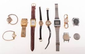 Four 9K gold lady's wristwatches and others to include Avia,
