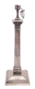 A George V silver lamp base, in the form of a Corinthian column,