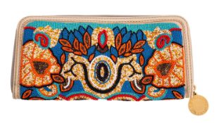 Stella McCartney, A brightly coloured beaded clutch, with gold toned zipper closure,