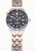 Omega Speedmaster a gentleman's stainless-steel wristwatch with box and paperwork the blue 'wavy'