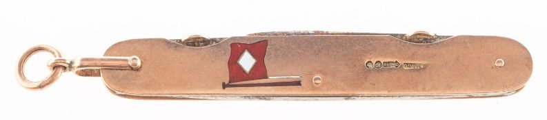 An early 20th century 9ct rose gold penknife,