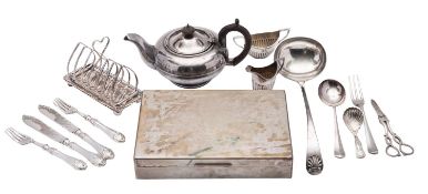 A silver plated cigar box, rectangular form,