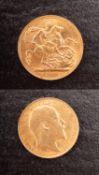 An Edward VII 1907 Sovereign.