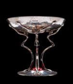 An Edwardian Art-Nouveau pedestal dish/ tazza, of circular form, with a spot hammered finish,