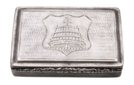 A William IV silver snuff box - Royal Marines, H.M.S.