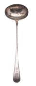 A George III silver soup ladle, Old English Thread pattern,