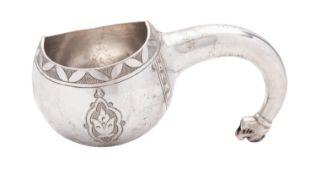A late 19th century Austrian silver drinking vessel, in the form of a Kovsh,