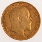 An Edward VII Half Sovereign, bare bust, reverse.