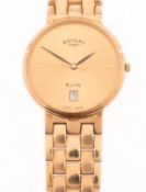 Rotary a 9K gold wristwatch the gilt dial with baton hour numerals, spade hands,