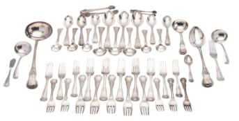 A cased canteen of matched silver flatware & cutlery, King's pattern, to include; 10 table forks,