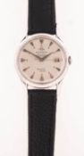 Movado a Gentleman's stainless-steel wristwatch retailed by Cartier the dial having raised Dauphine