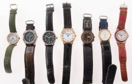 Six various designer and dress watches to include Lorus, Orvis x 2, Parker, Sekonda and Pulsar.