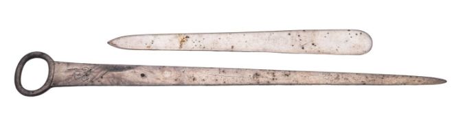 A George III North-Country provincial silver meat skewer,