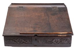 An oak Bible box, late 17th century; wit