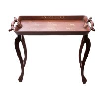 An Anglo-Indian brass inlaid butler's tr