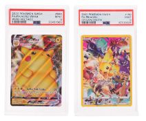 Two Pokemon Pikachu PSA 9 graded cards.