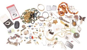 A small parcel of costume jewellery together with a collection of empty jewellery boxes.