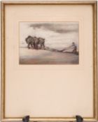 Cecil Charles Windsor Aldin, (1870-1935) A pair of shire horses pulling a plough,