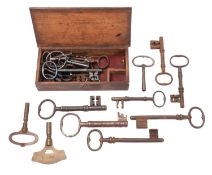 A collection of various 18th century and later keys,