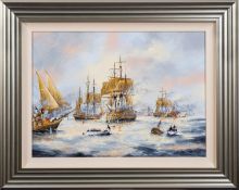 Ken Hammond, (British, b.1948) - Battle of Trafalgar - Oil on board - 46.5 x 64.