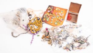 A collection of various costume jewellery including several silver thimbles,