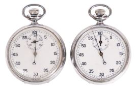 Two chrome plated military stopwatches.