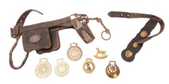 Helliar Maker, Honiton - a stitched leather and brass mounted bridle; early 20th century;