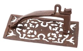 An 18th century Continental iron door knocker,