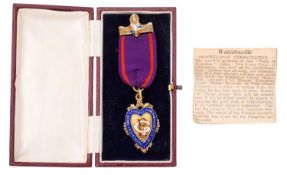 A silver gilt and enamel Past Grand emblem of the Independent Order of Oddfellows Manchester Unity,