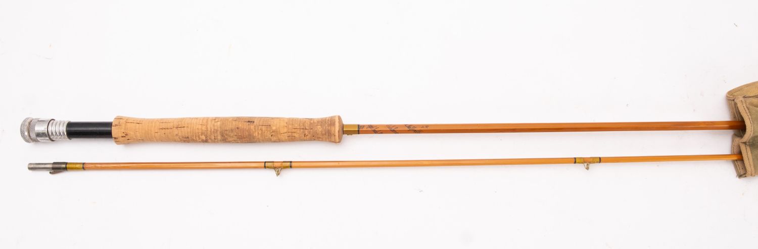 A Hardy Bros, Alnwick 'The Hardy Knockabout' split cane two piece fly fishing rod.