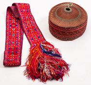 A late 19th/early 20th century Chinese Hanfu or Miao costume, comprising embroidered silk hat,