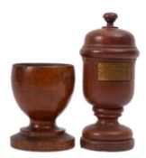 A treen oak goblet made out of timber from HMS Dolphin, 10.8 cm x 8.