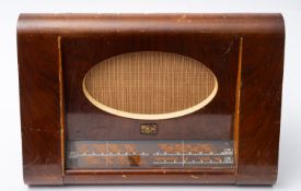 An early 20th century HMV model 1122 walnut cased radio and a KB model CR20 walnut cased radio