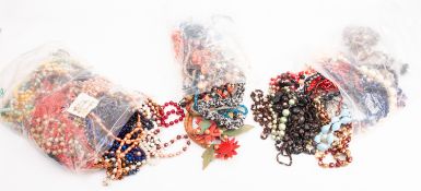 A large collection of various costume jewellery, necklaces etc.
