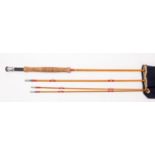A Hardy Bros, Alnwick 'Salmon De-Luxe' split cane three piece fly fishing rod.