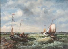 Brian Murray (20th Century) - Dutch barges - A pair of oils on panel - Each 29.5 x 39.