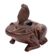 A carved wooden frog box possibly Balinese,