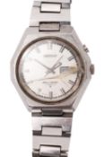 A Seiko 'Bel-Matic' stainless steel automatic alarm wristwatch,