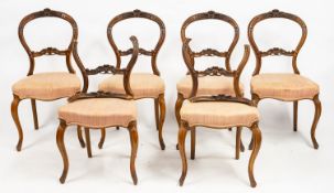 A set of six balloon back side chairs. T