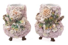 A pair of Continental porcelain flower e