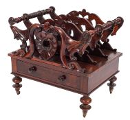 An early Victorian carved rosewood three