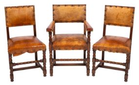 A set of six oak dining chairs in the Cr