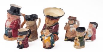 Eight mixed character and toby jugs, com