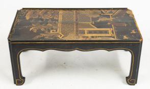 A rectangular gilt and laquered coffee t