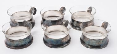 A set of six German silver-plated metal